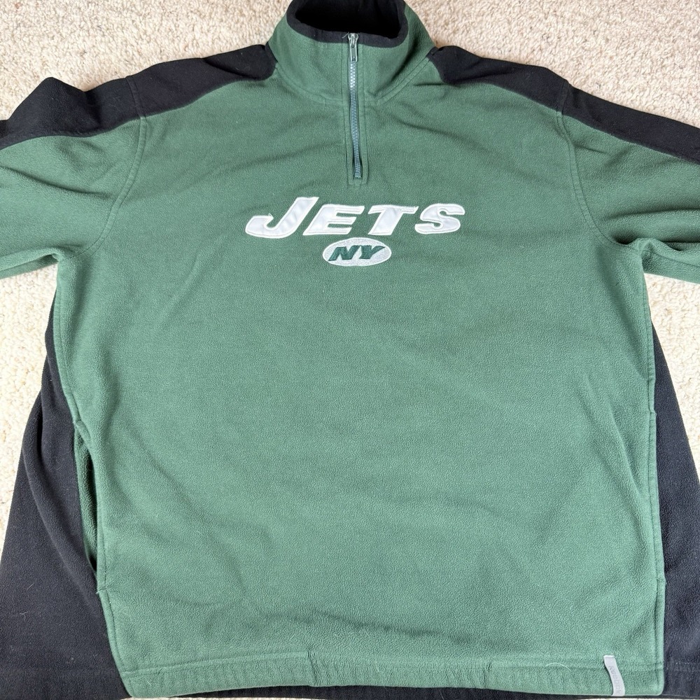 Reebok Men's Size XL Pullover Sweater Quarter Zip NY Jets Cotton Multicolor